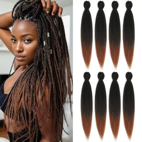 Vista 21 de Cabello trenzado preestirado - 12 pulgadas, 8 paquetes, cabello trenzado corto natural negro para trenzas torcidas o en caja, extensiones de cabello