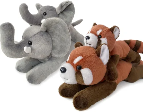 Vista 5 de Animal de peluche de elefante para niños, juguete de peluche realista de 8 pulgadas, animales con postura acostada, lindos elefantes de peluche