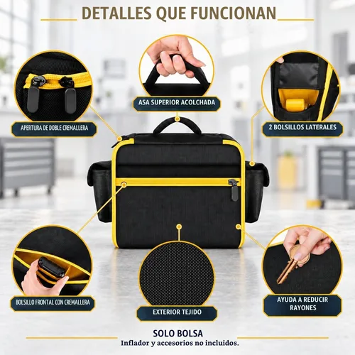 Vista 4 de Air Compressor Bag Case Compatible with DEWALT 20V MAX Tire Inflator DCC020IB, Cordless Tools Storage Holder Organizer with Pocket for Battery Pack