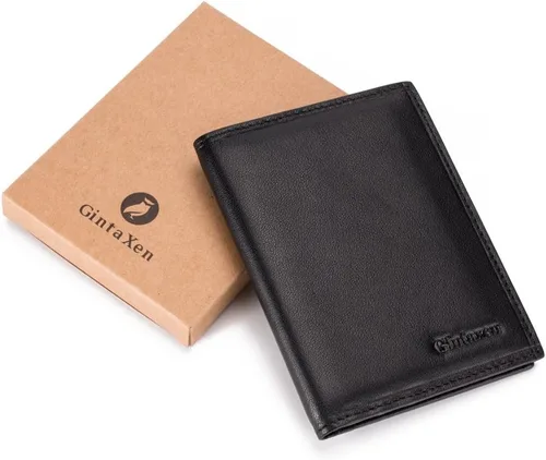 Vista 6 de Slim Bifold Front Pocket Wallet 2 ID ventana tarjeta de crédito titular de cuero genuino RFID bloqueo