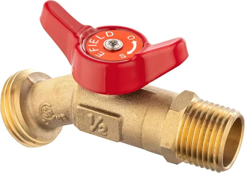 Vista 2 de 1 pieza EFIELD Sillcock manguera Bibb válvula, 1/2 "macho NPT × 3/4" macho GHT 1/4-Turn, Latón, Entrada NPT Macho × Macho GHT Roscado Manguera