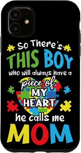 Vista 8 de iPhone 16 Boy Calls Me Mom Heart - Funda de concientización sobre el autismo
