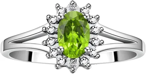 Vista 4 de Rylos Conjunto de piedra natal de plata esterlina para mujer anillo, pendiente y collar colgante. Piedras preciosas y diamantes genuinos, piedra