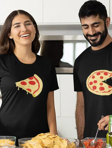 Vista 5 de Tstars Camisas a juego para parejas, The Missing Piece Pizza para él y ella, trajes de pareja