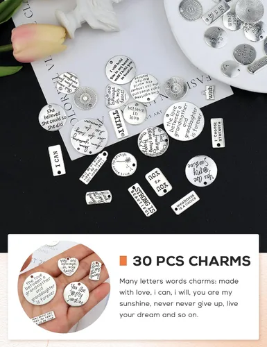 Vista 3 de JIALEEY Dijes motivacionales, al por mayor, lotes a granel, colgantes de mensaje inspirador para manualidades, accesorios para hacer joyas