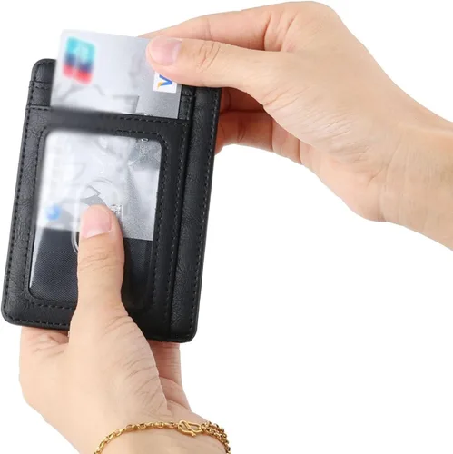 Vista 4 de TAUFE Men's Wallets, Slim Leather Wallet Credit ID Card Holder Purse Money Case for Men Women Fashion Bag 11.5x8x0.5cm