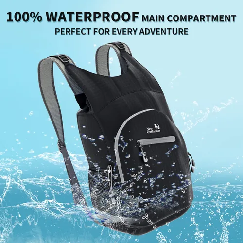 Vista 2 de Outlander Mochila de senderismo 100% impermeable, ligera, plegable, para viajes, mochila de día