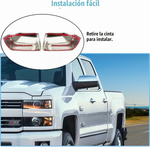 Vista 7 de AUCERAMIC Tapa de Cubierta de Espejo Cromado de la Mitad Superior Compatible con 2014-2018 Chevy Silverado 1500 2500HD 3500HD GMC Sierra 1500 2500HD