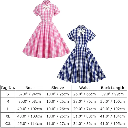 Vista 5 de Vestido vintage de los años 50 para mujer, vestidos pin up Rero Rockablilly, vestido de cóctel a cuadros Hepburn de los años 40