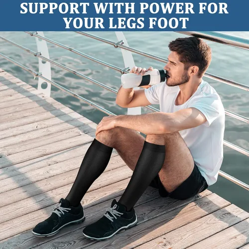 Vista 4 de FEYHAY Calcetines de compresión de cobre (3 pares) de 15-20 mmHg de circulación es la mejor atlética y diaria para hombres y mujeres, correr