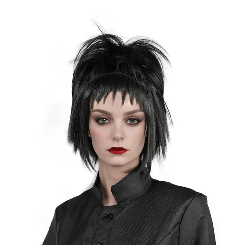 Vista 21 de Peluca Corta Púrpura Cosplay Peluca Corta Bob Púrpura Peluca de Halloween para Disfraces de Mujeres Púrpura/Bob