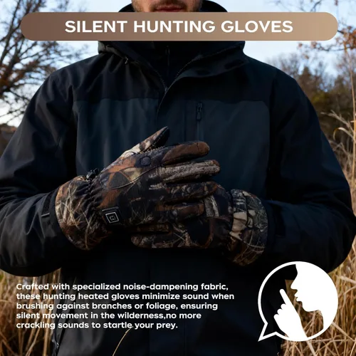 Vista 6 de Guantes de caza con calefacción para hombre, guantes térmicos eléctricos recargables de invierno, guantes térmicos de camuflaje para caza, guantes