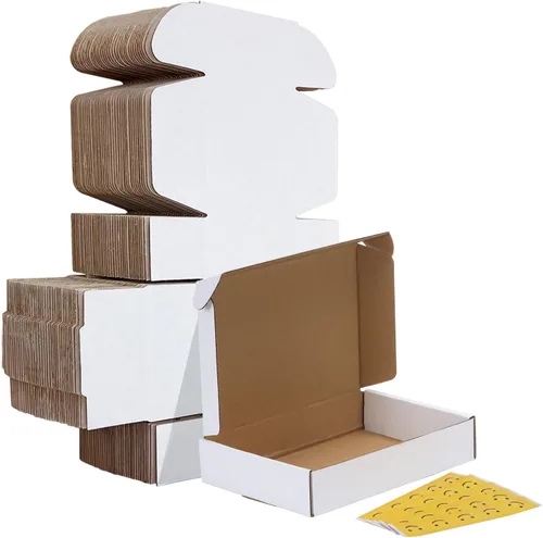 Vista 24 de HORLIMER Paquete de 40 cajas de envío de 5 x 5 x 5, caja de cartón corrugado blanco para correo, embalaje, pequeñas empresas