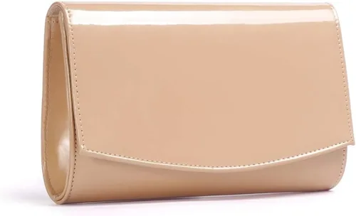 Vista 10 de WALLYN'S Carteras del cuero de la patente de las mujeres de la moda de los monederos del embrague, color sólido Fashion