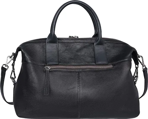 Vista 3 de Iswee - Bolso de hombro de cuero genuino, bolso tote con diseño de morral, con asa superior, bolso de gran capacidad, bolso cruzado