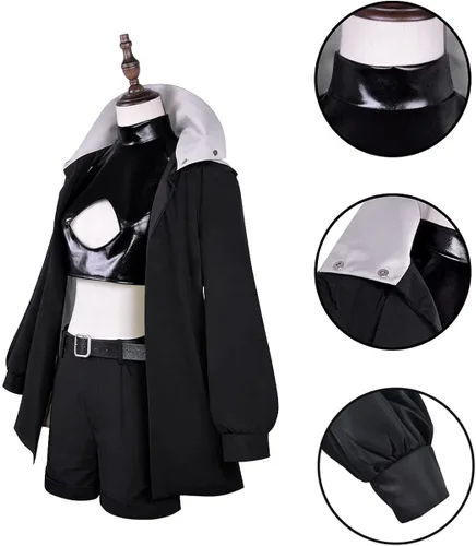 Vista 2 de HNZQE Disfraz de animé de Nanakusa Nazuna Nanakusa para cosplay vestido de vampiro negro conjunto de Halloween con peluca para mujeres y niñas