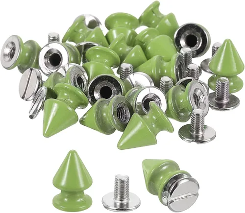 Vista 12 de uxcell 50 juegos de remaches de espiga cono, 0.315 x 0.472 in con rosca trasera para árbol y picos para manualidades de cuero, ropa, zapatos, Negro