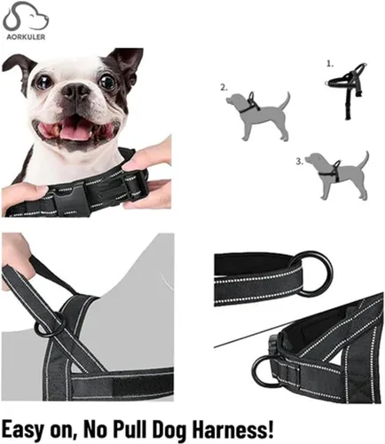 Vista 4 de Aorkuler Arnés para perro sin tirones, fácil para entrenar y caminar, adecuado para rastreador GPS Aorkuler Dog