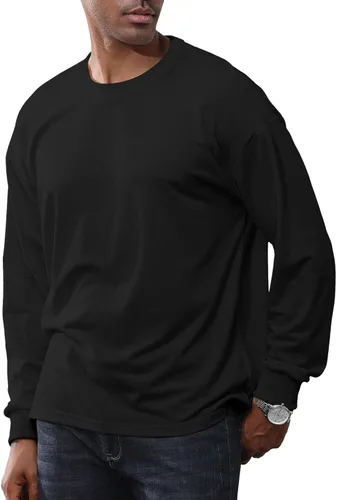 Vista 2 de Opomelo Men's Fashion Loose Fit T-Shirt Crew Neck Workout T Shirt Athletic Lightweight Long Sleeve Shirt