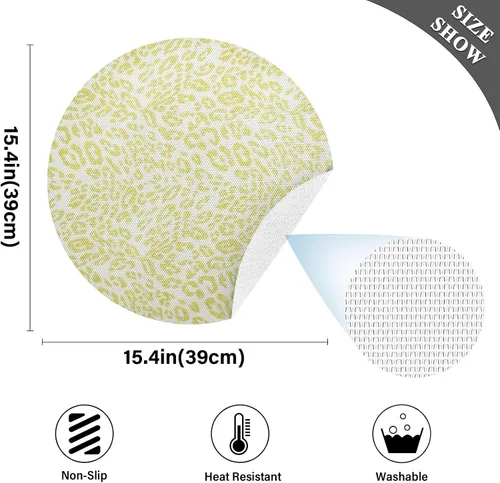 Vista 4 de Tapete de placa de PVC amarillo con estampado de leopardo, antideslizante para mesa de comedor para cocina (talla única x 1)