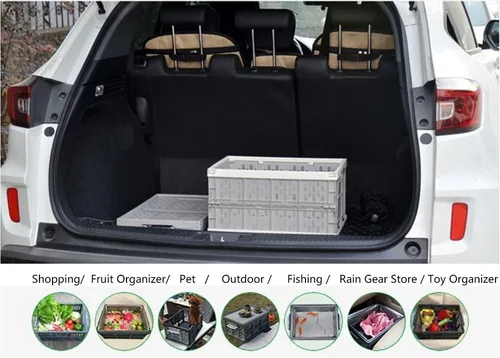 Vista 6 de Tronco de coche plegable plegable organizador de plástico impermeable para encimera de cocina, juguete de frutas y verduras organizador 31L