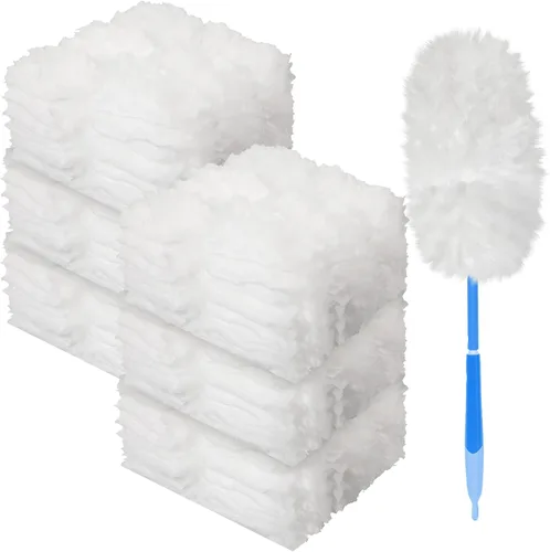 Vista 26 de Vesici 50 piezas de repuesto de plumero compatibles con Swiffer Dusters, repuesto desechable a granel grueso con 1 mango resistente para limpieza