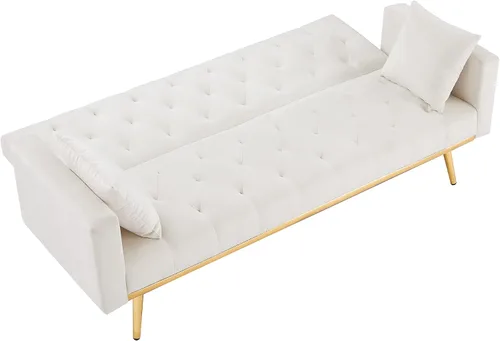 Vista 7 de Sofá cama plegable convertible de terciopelo sofá cama, sofá cama con respaldo ajustable, sofá biplaza para espacio pequeño, dormitorio, sala