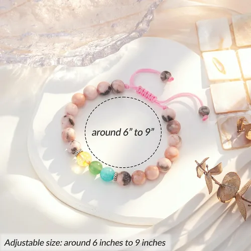 Vista 4 de ASKRAIN Pulsera del zodiaco de regalo para mujeres y niñas, joyería de cristal, pulsera de piedra natural, protección curativa, regalo de cumpleaños