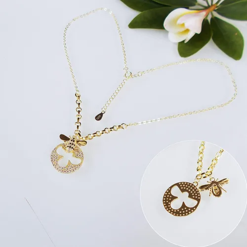 Vista 5 de 925 Sterling Silver Cute Bee Zirconia Pendant Necklace White Gold Plated Fashion Jewelry Gift 16"-18" WK99048