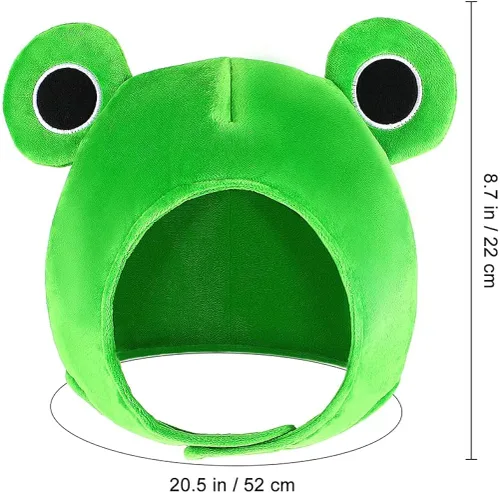 Vista 8 de Amosfun Gorro de rana de felpa para adultos, disfraz de conejito de rana, 1 pieza de adorable caricatura, adorable sombrero de rana de felpa suave