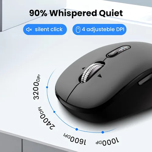 Vista 3 de QWERTY - Combo de teclado y mouse inalámbricos Bluetooth (USB + Dual BT), juego de teclado y mouse delgado multidispositivo compatible con Windows