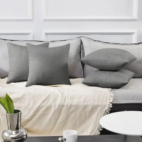 Vista 26 de Deconovo Juego de 2 fundas de almohada de pana suave con cremallera invisible, 16 x 16 pulgadas, color gris pardo, decoración del hogar para sofá