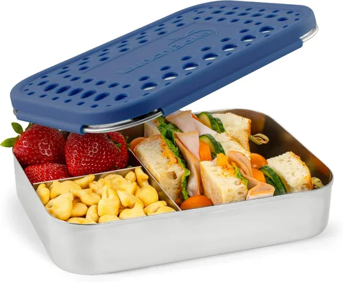 Vista 18 de LunchBots Recipiente de Almuerzo Grande Trio de Acero Inoxidable - Diseño de Tres Secciones para Sándwich y Dos Acompañamientos - Caja de Almuerzo