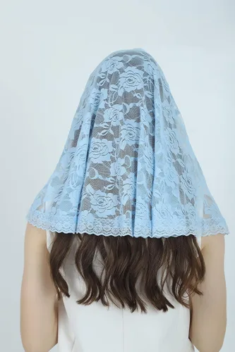 Vista 46 de Velo de mantilla de encaje suave y cómodo, 7 colores, estilo español, velo de encaje, cubierta de cabeza, forma de D