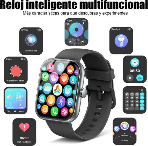 Vista 9 de Reloj inteligente para hombres y mujeres (responder/hacer llamadas), 2025 pantalla táctil HD de 1.83", rastreador de fitness, más de 110 modos