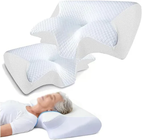 Vista 10 de Almohada ortopédica ergonómica para dolor de cuello y hombros, almohada cervical de espuma viscoelástica para dolor de cuello, color negro, 1 unidad