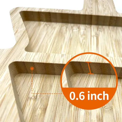Vista 6 de Tabla de Servir de Bambú, Platos Reutilizables de Bambú para Múltiples Espacios, Juego de Tabla para Charcutería de Forma Novedosa con Cuchillo