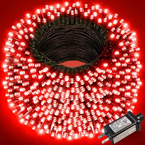 Vista 49 de Juego de 2, luces de Navidad, 200 pies, 600 LED, exterior/interior, guirnalda luces, 8 modos, impermeables, cable verde, parpadeantes, árbol, patio