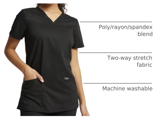 Vista 4 de Workwear Revolution Mujeres Scrubs Top V-cuello WW620 Negro