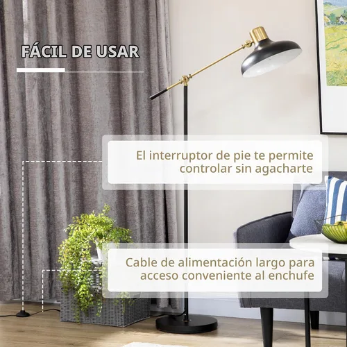 Vista 5 de HOMCOM Lámparas de pie ajustables para sala de estar, brazo de equilibrio