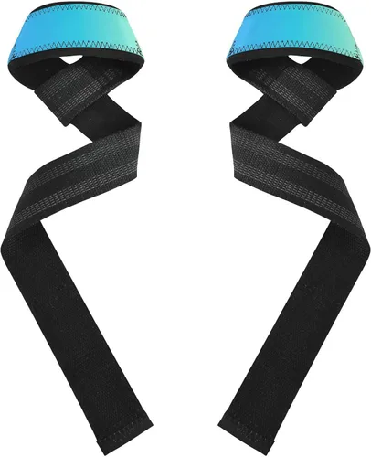 Vista 2 de Light Blue Gradient Lifting Wrist Straps 26" Neoprene Padded Deadlift Straps for Workout, Gym, Powerlifting, Bodybuilding