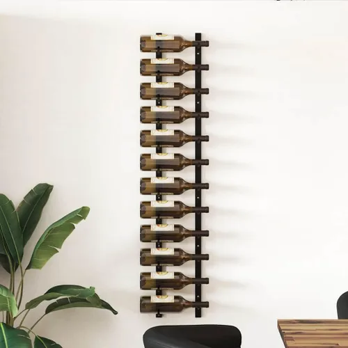 Vista 2 de Wall Mounted Wine Rack for 12 Bottles Black Iron