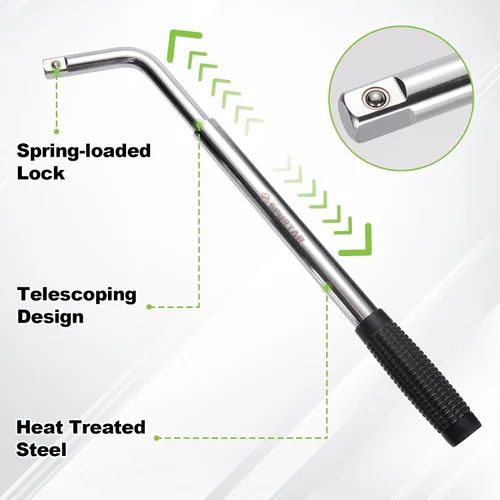 Vista 7 de Spurtar Llave de rueda telescópica extensible con abrazadera de rueda, llave de tuerca de rueda, herramientas de reparación de neumáticos, removedor