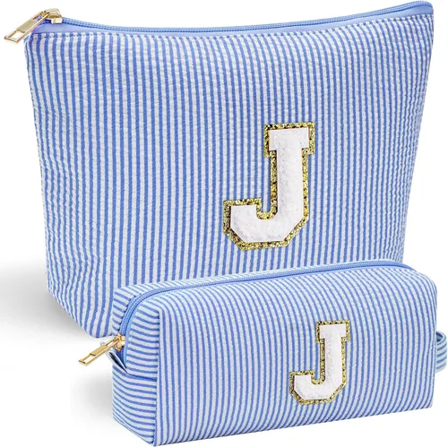 Vista 145 de YOOLIFE Regalos del Día de la Madre para Mujeres, Bolsa de Maquillaje con Iniciales, Bolsa de Maquillaje para Viaje, Bolsa de Maquillaje Negro