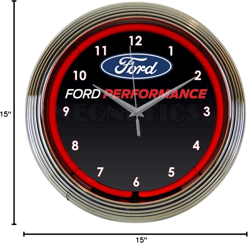 Vista 2 de Neonetics Ford Performance - Reloj de pared de neón rojo, 15 pulgadas