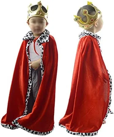 Vista 5 de Disfraz de rey de Halloween disfraz medieval de príncipe King capa y corona