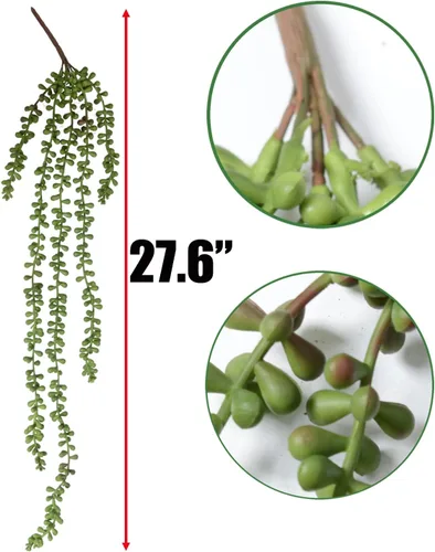 Vista 4 de SzJias 6 unidades de plantas artificiales de cadena de perlas para colgar, suculentas para decoración de hogar o jardín