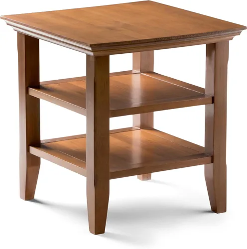 Vista 28 de SIMPLIHOME Acadian Mesa auxiliar estrecha – Mesa auxiliar rectangular de madera maciza de 14 pulgadas de ancho con 2 estantes abiertos en negro