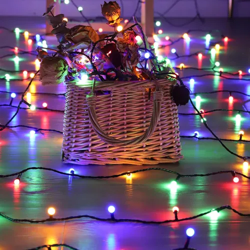 Vista 7 de Meteds - Luces LED de Navidad para exteriores, 300 LED, 32 m, 8 modos, luces de globo enchufables y conectables impermeables para decoraciones