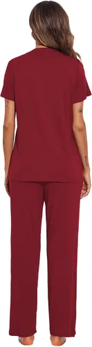 Vista 5 de Ekouaer Conjunto de pijama de maternidad para mujer conjunto de pijama de doble capa con bolsillos